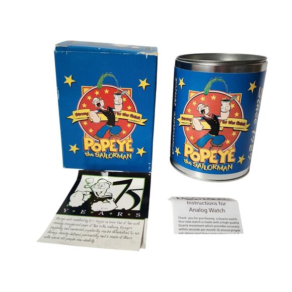 Popeye 75th Anniversary Watch 2004 Original Box Can & Paperwork - Picture 1 of 12